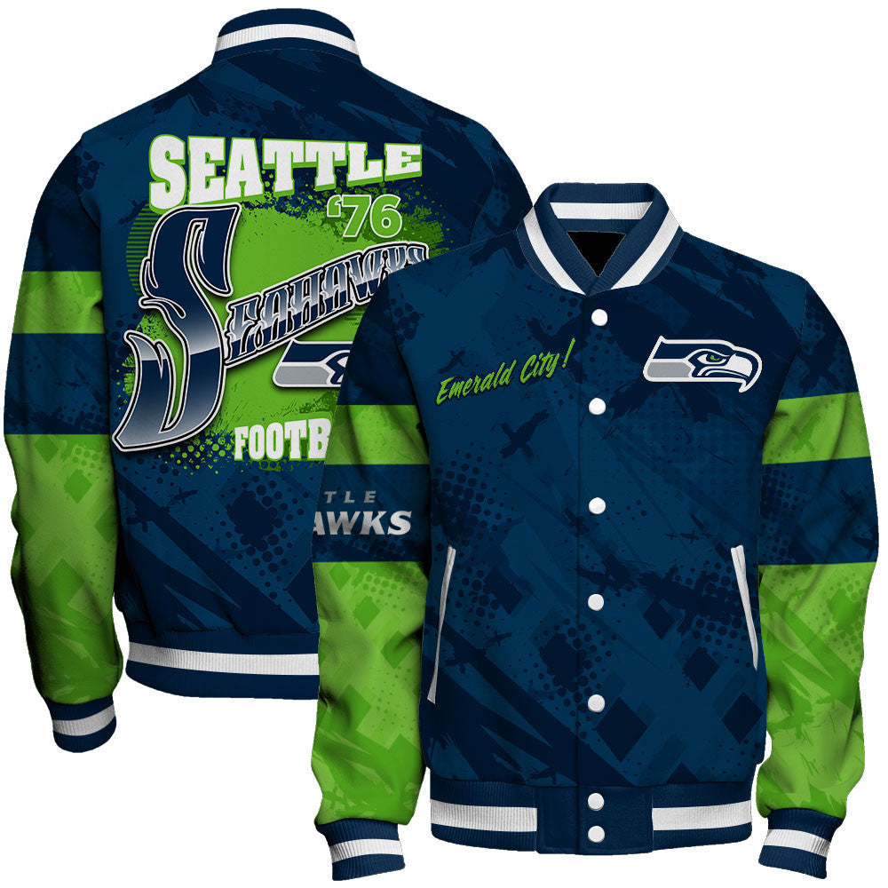 NFL Seattle Seahawks Warrior Spirit Signature Collection Retro Varsity Jacket