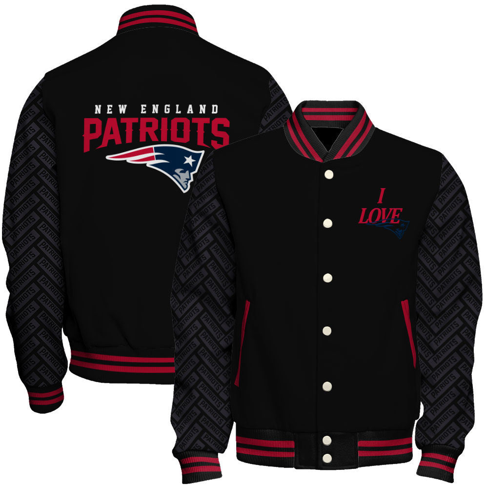 NFL New England Patriots I Love Pats Iconic Edition Classic Varsity Jacket