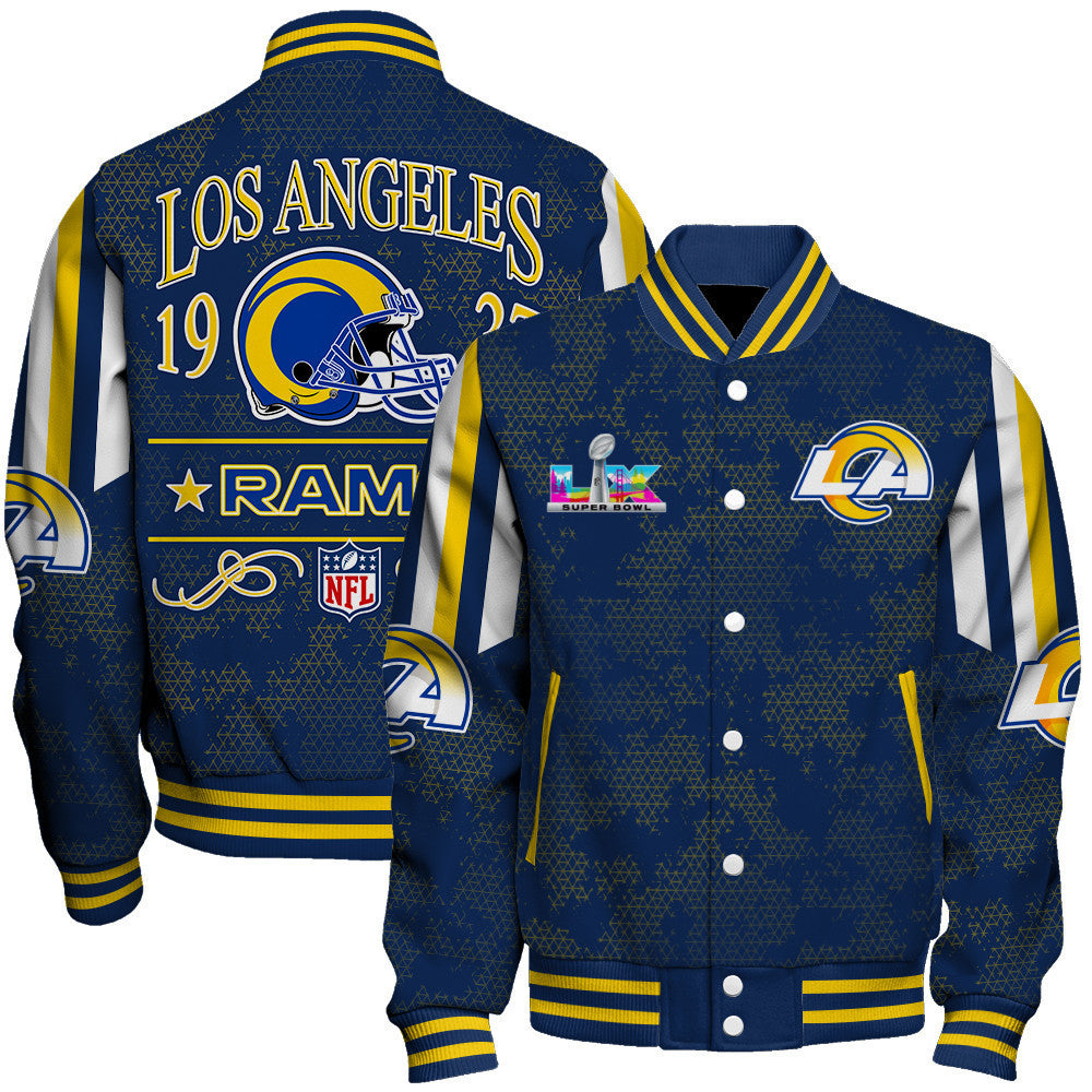 Los Angeles Rams In Full Retro Pattern, Super Bowl LX Varsity Jacket