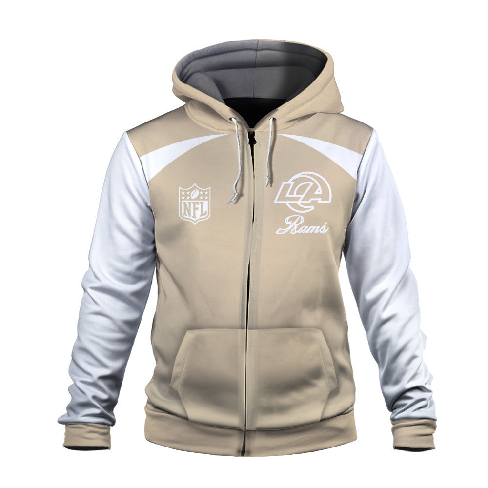 Los Angeles Rams Tone-on-tone Color Coordination 3D Zip Hoodie