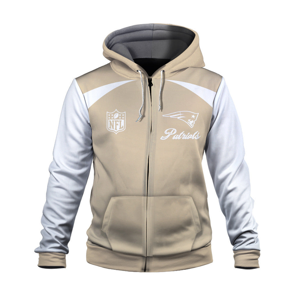 New England Patriots Tone-on-tone Color Coordination 3D Zip Hoodie