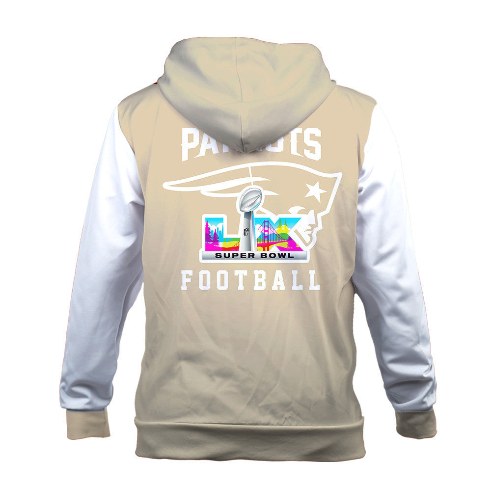 New England Patriots Tone-on-tone Color Coordination 3D Zip Hoodie