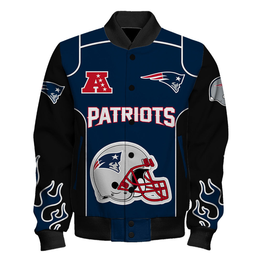 New England Patriots Show Your Passion With The Fiery Design Varsity Jacket