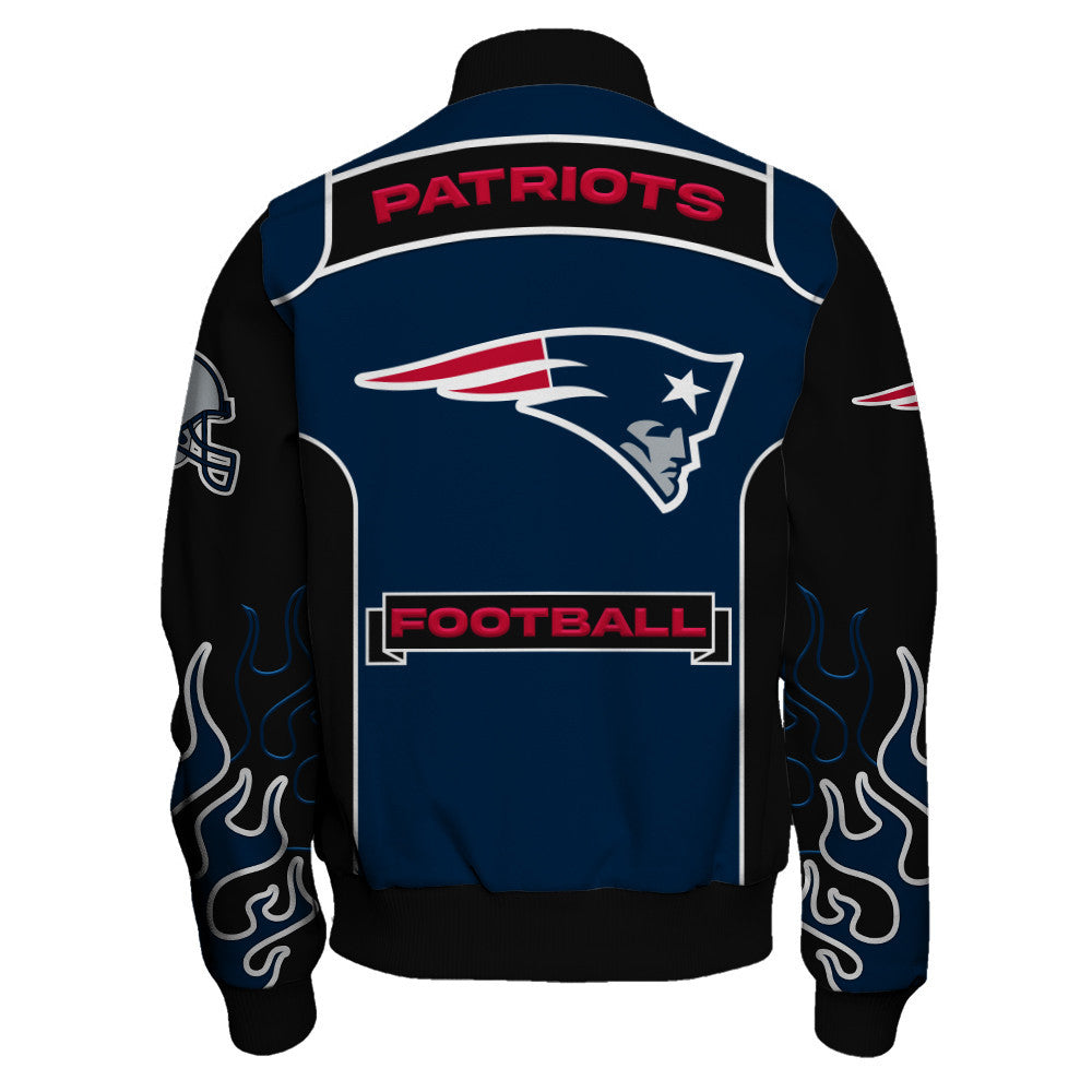 New England Patriots Show Your Passion With The Fiery Design Varsity Jacket
