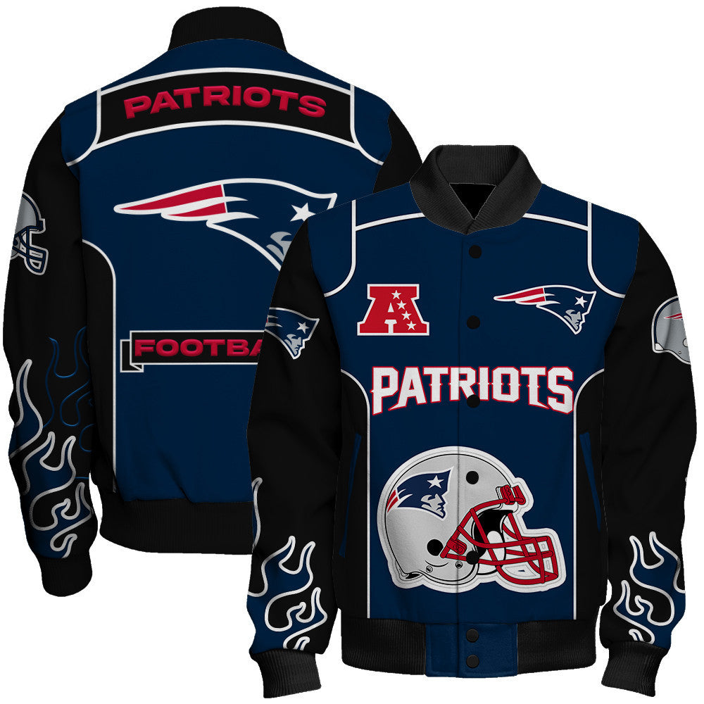 New England Patriots Show Your Passion With The Fiery Design Varsity Jacket