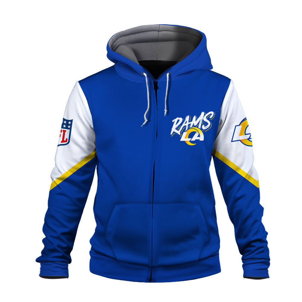 NFL Los Angeles Rams 2X Super Bowl Champions Gold Ring 3D Zip Hoodie