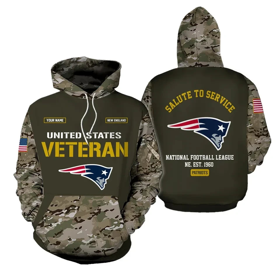 New England Patriots Salute to Service 3D Pullover Hoodie