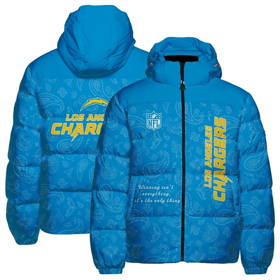 Los Angeles Chargers Blue Patterned Fan Pride 3D Down Jacket