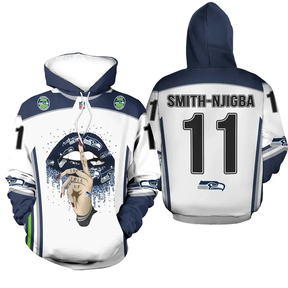 Seattle Seahawks Bold Lips Graphic Personalized 3D Pullover Hoodie