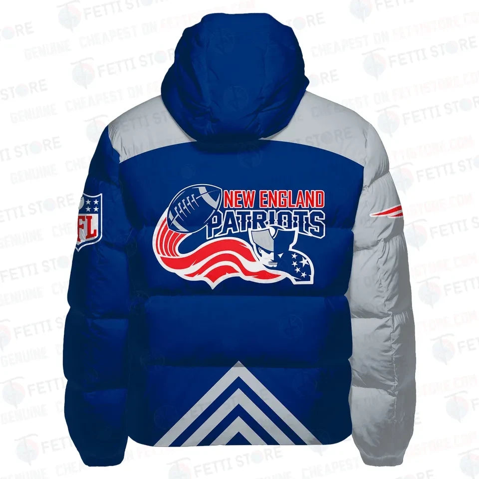 New England Patriots NE Logo Stripe Personalized 3D Down Jacket