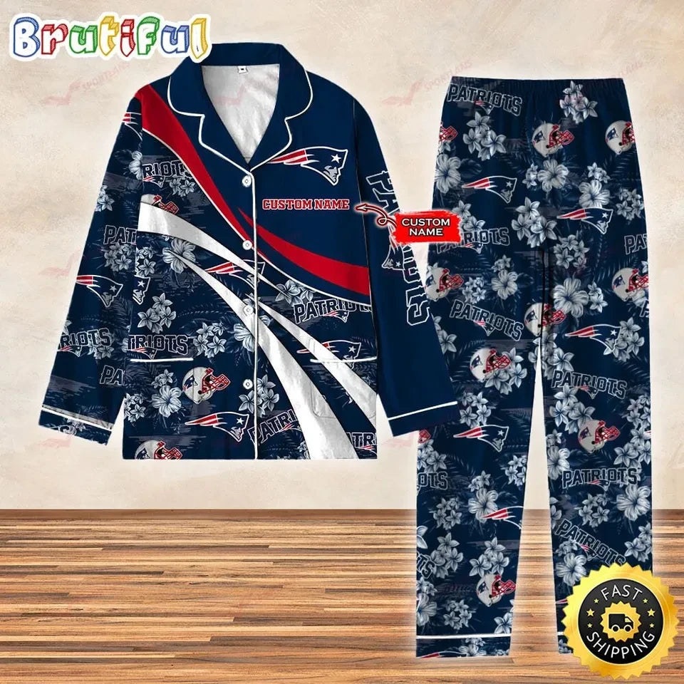New England Patriots 3D Personalized Pajamas Set with Custom Name Printed