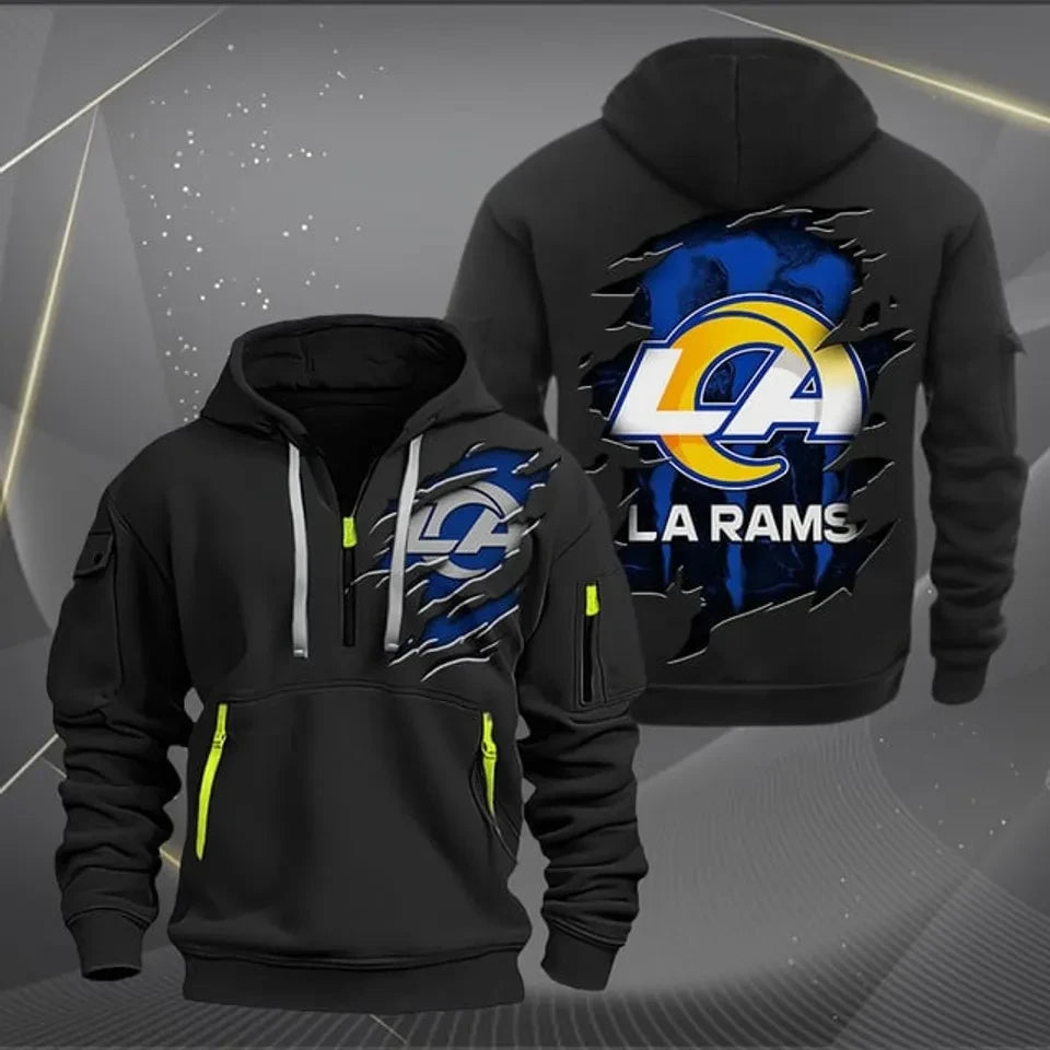 Los Angeles Rams Blue Burst Fan 3D Dynamic Hoodie