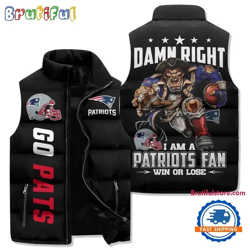 New England Patriots GO PATS Helmet Front Sleeveless Puffer Jacket