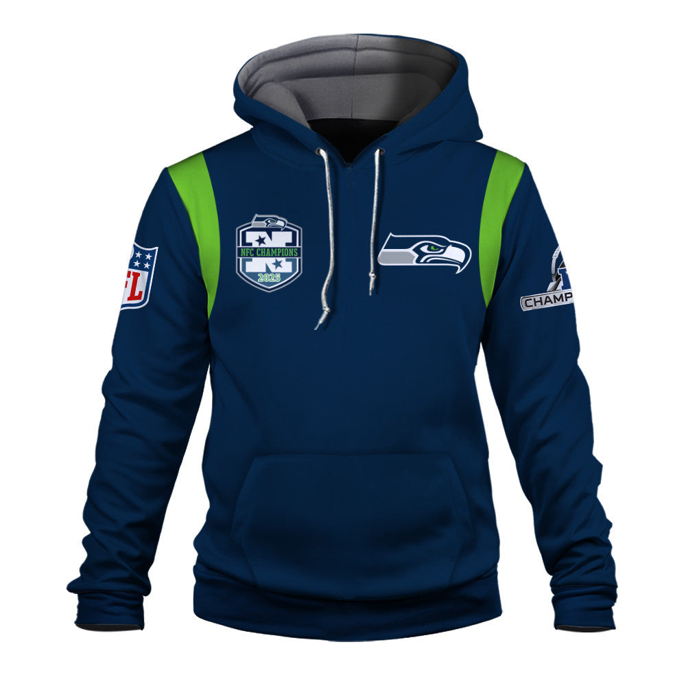 Seattle Seahawks 2025 AFC Champions Built Different 3D Hoodie