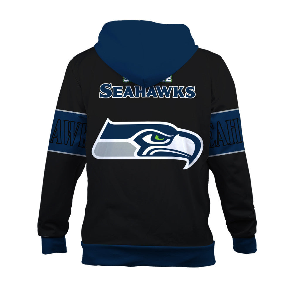 Seattle Seahawks Classic Design Team-Inspired 3D Zip Hoodie