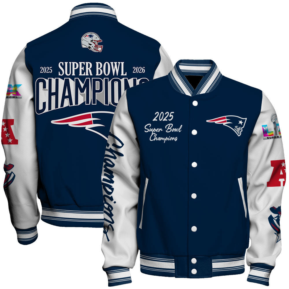 New England Patriots 2025-26 Super Bowl LX Champions Varsity Jacket