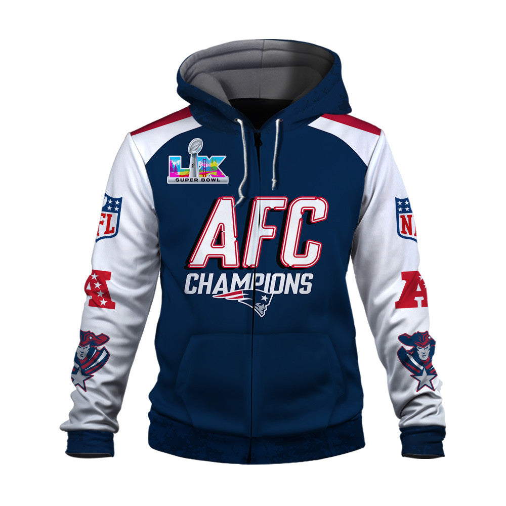 New England Patriots King of The NFC 2025-26 Champions 3D Zip Hoodie