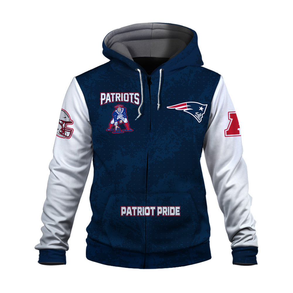 New England Patriots 2025 AFC Champions Mascot Style 3D Zip Hoodie