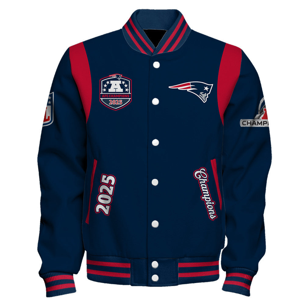 New England Patriots 2025 AFC Champions Built Different Varsity Jacket