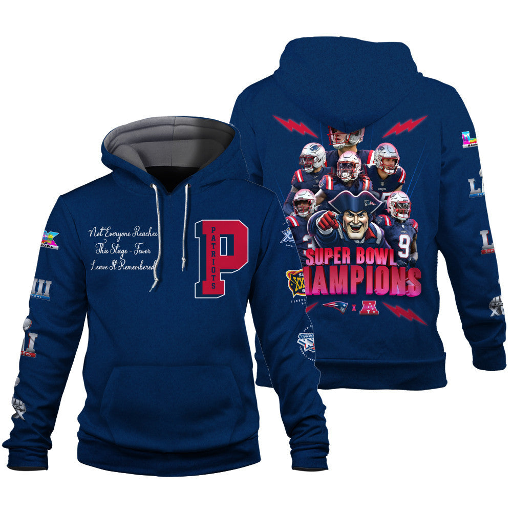 New England Patriots Seattle Bowl LX Champions Design 3D Hoodie