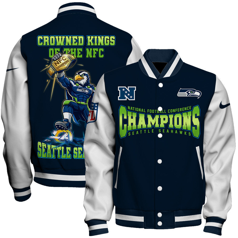 Seattle Seahawks Crowned Kings Of The NFC Varsity Jacket