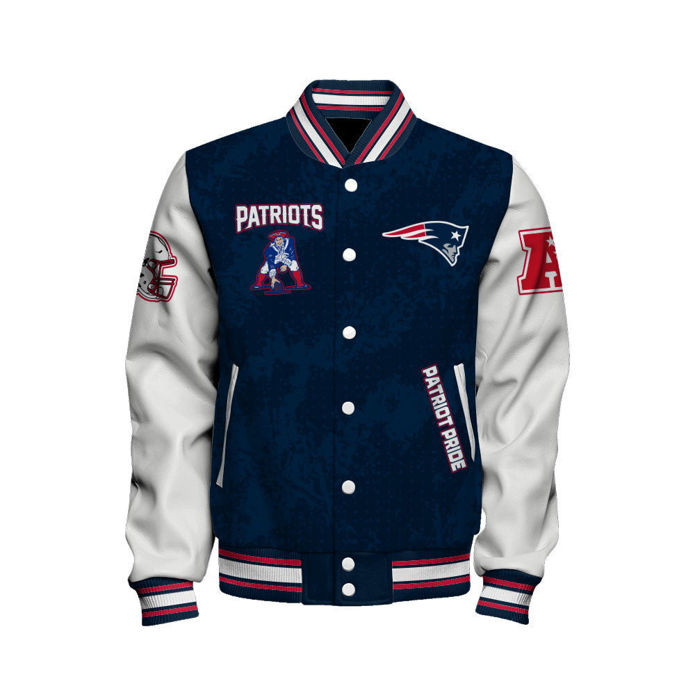 New England Patriots 2025 AFC Champions Mascot Style Varsity Jacket