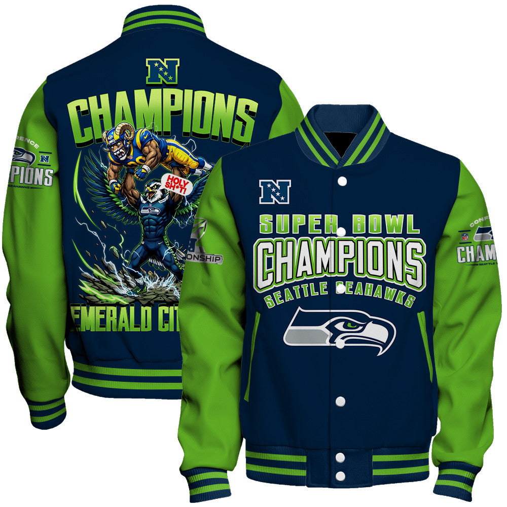 Seattle Seahawks 2025-26 NFC & Super Bowl Champions Varsity Jacket